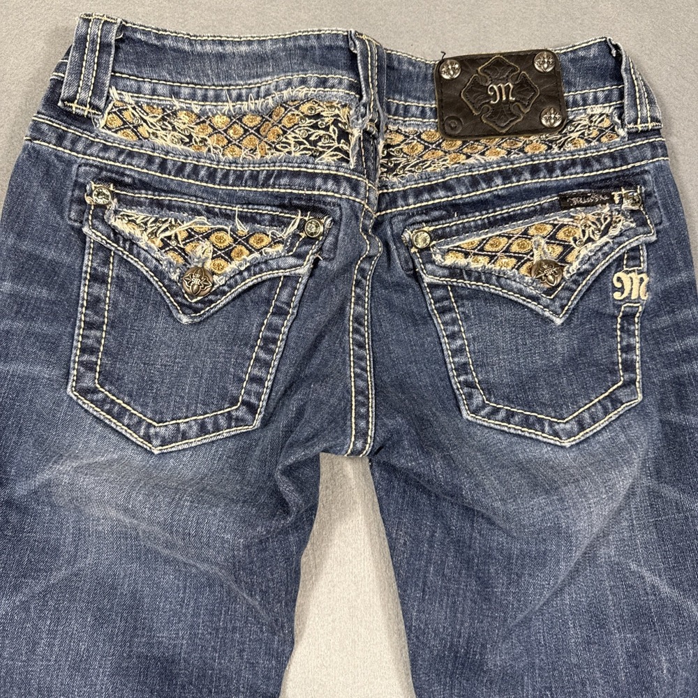 Miss Me Jean Women 28x32 Boot JP5645 GOLD Sequin EMBELISHed DARK WHISKERING